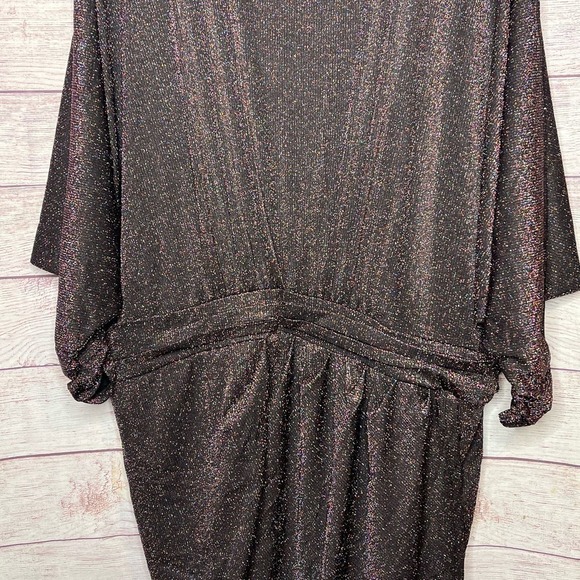 Eloquii Dress Dolman Sleeves Tulip Hem Lurex Metallic Sparkly Black New Size 24 - Picture 6 of 15